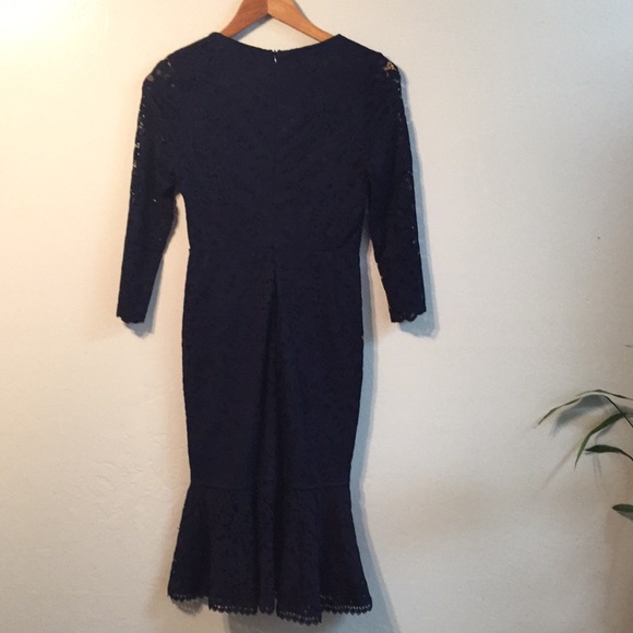 Lulu’s Navy Lace Ruffle Midi Dress - Picture 9 of 12